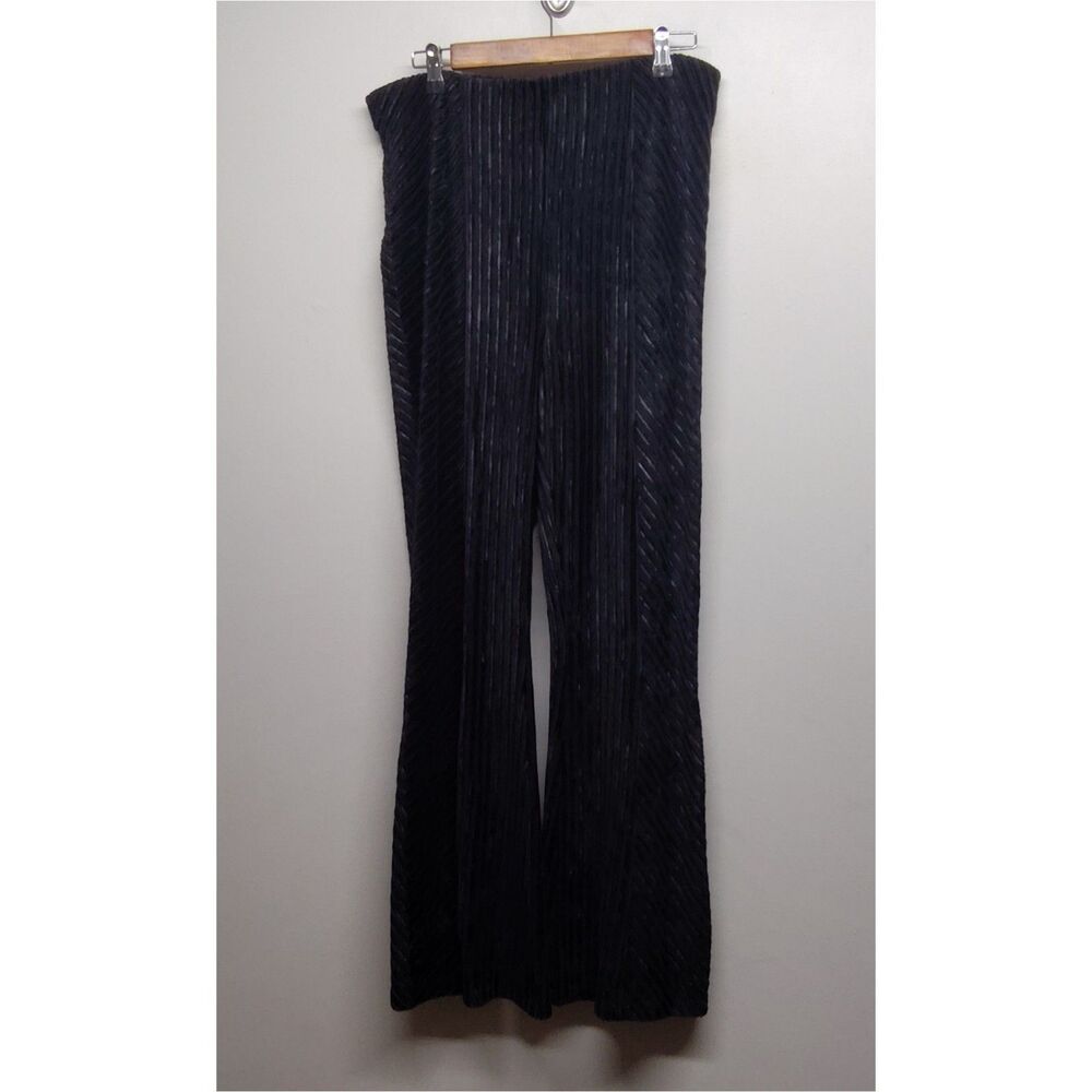 Chelsea & Violet Velvet Pants Women XL Black Ribbed Stretch Retro Y2K Whimsigoth